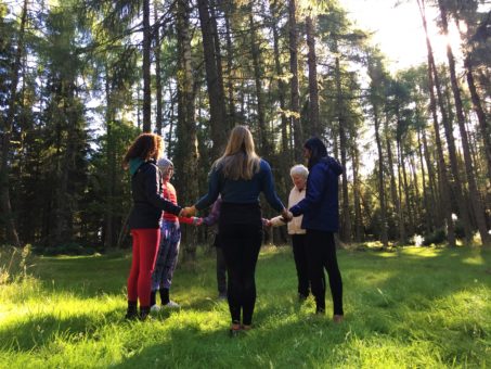 Meditation session in the forest at ACE Hideaways in Scotland