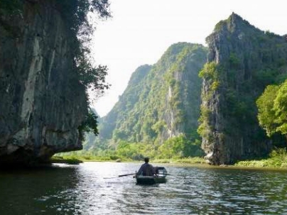 Boat on the river in Tam Coc, Vietnam