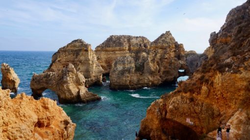 Rock formations in the sea at the Ponta da Piedade, Algarve, Portugal
