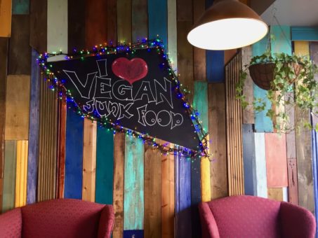 'I Love Vegan Junk Food' awesome decor at Vx, Bristol