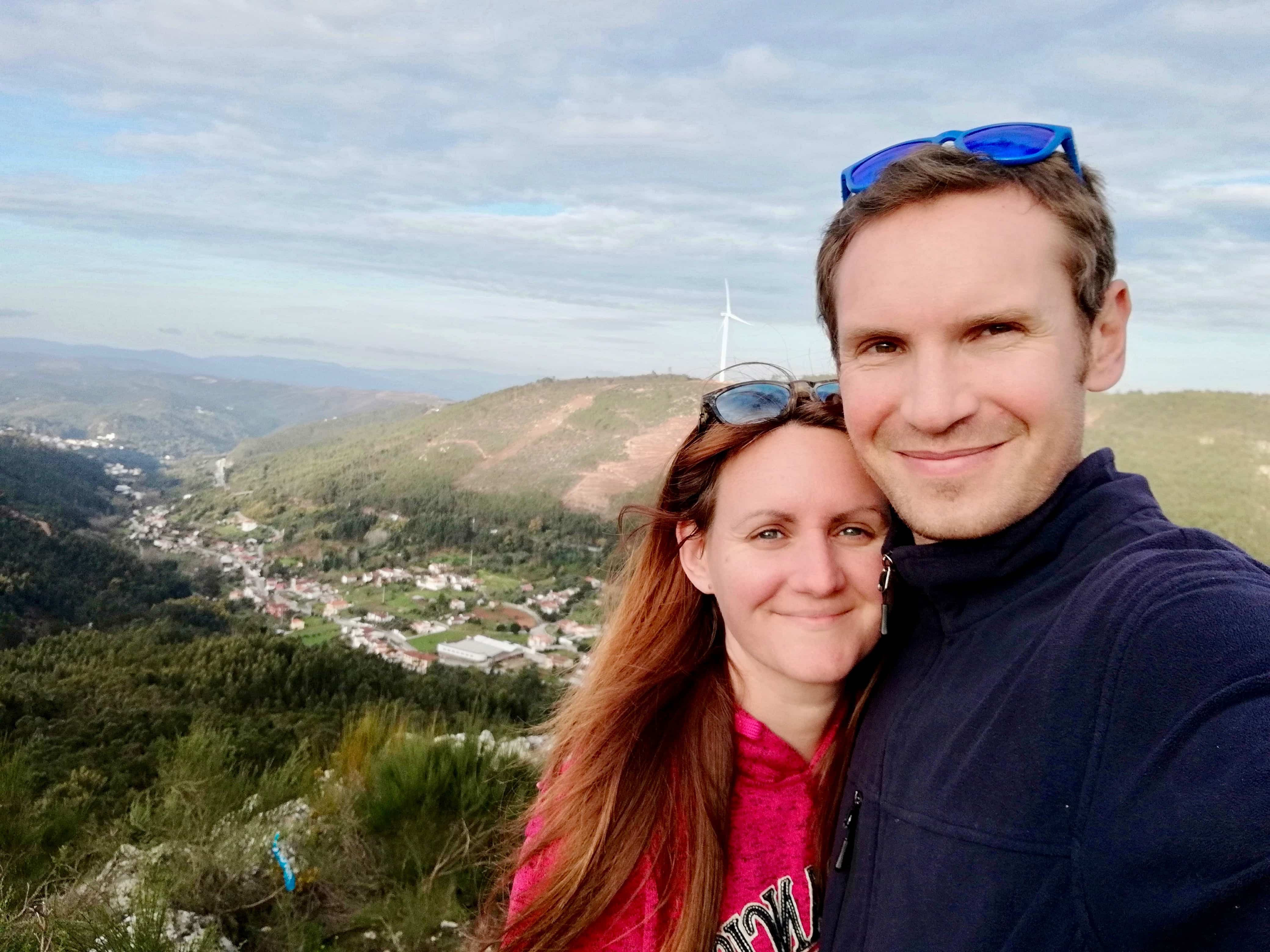 Us on a hilltop overlooking Central Portugal