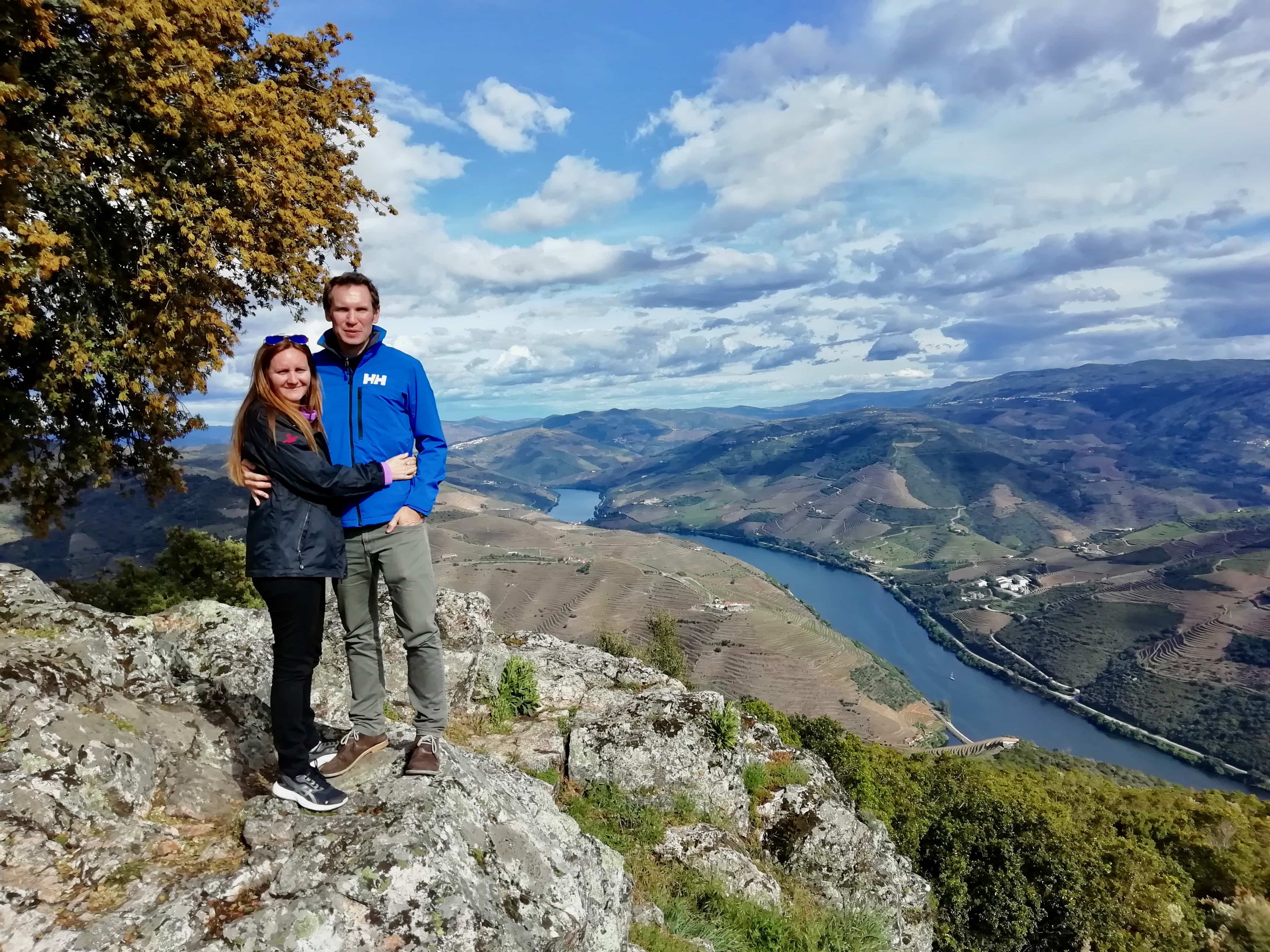 Us at Miradouro de Sao Leonardo in the Douro Valley, Portugal