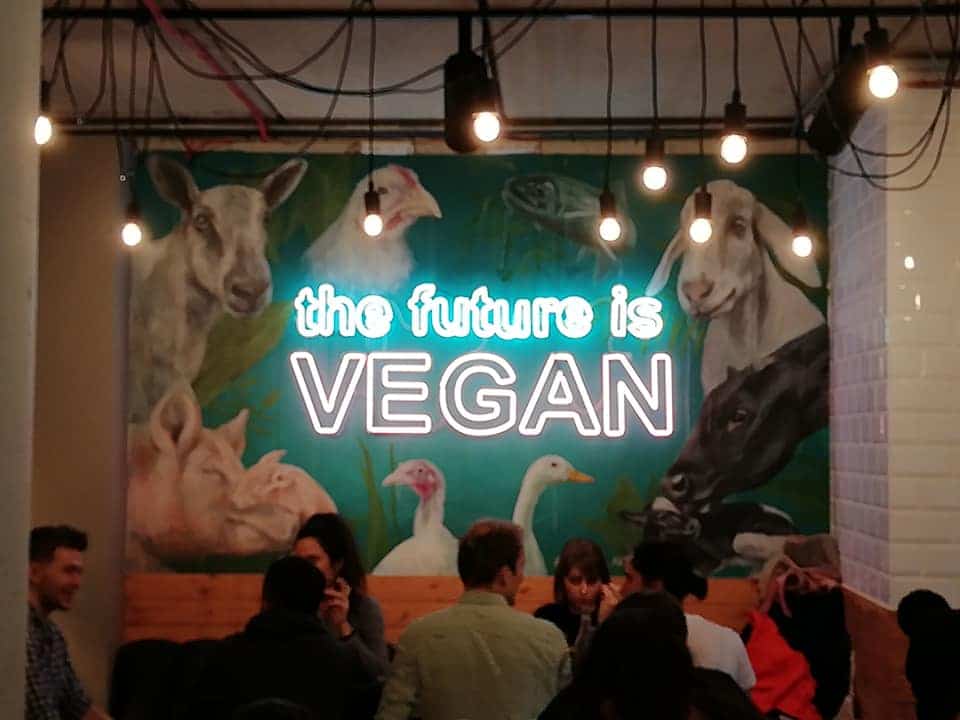 The future is vegan mural in the Unity Diner, London