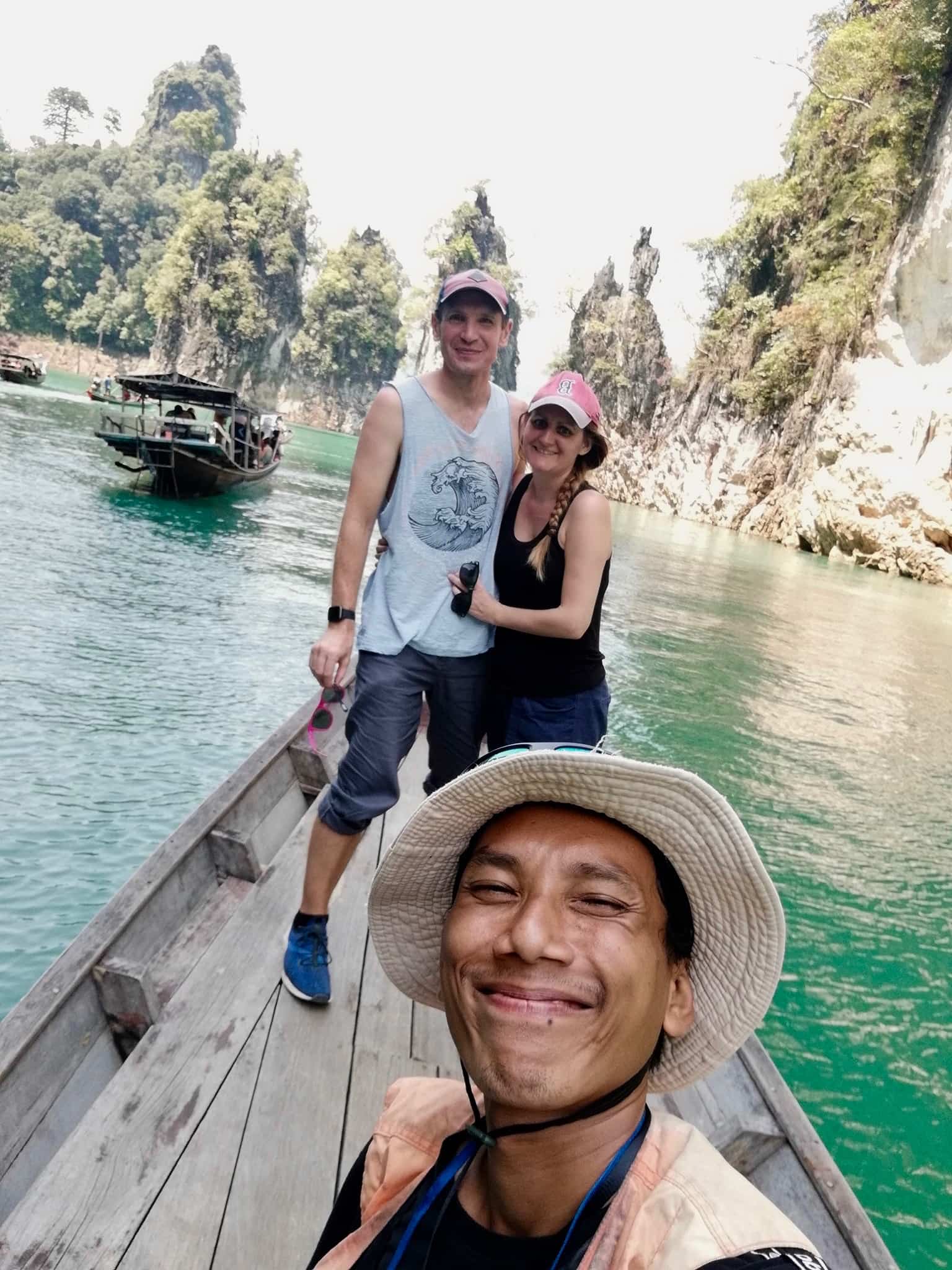 Us on a boat trip in Khao Sok National Park, Thailand