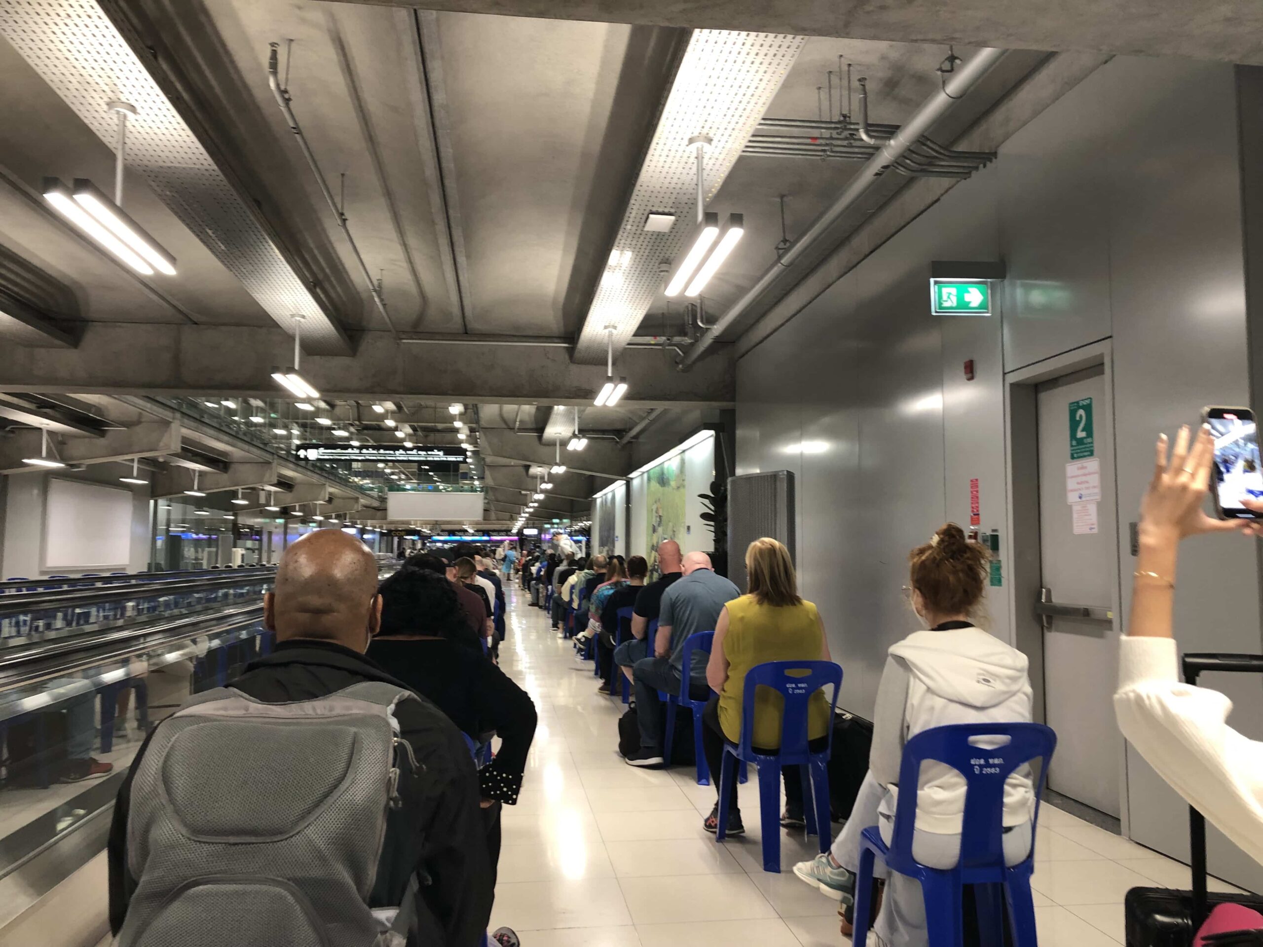 Covid queues at Suvarnabhumi Airport, Bangkok in 2022